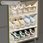 Pack of 15 Adjustable Shoe Slots Organizer Clear Double Layer Shoe Stackers Space