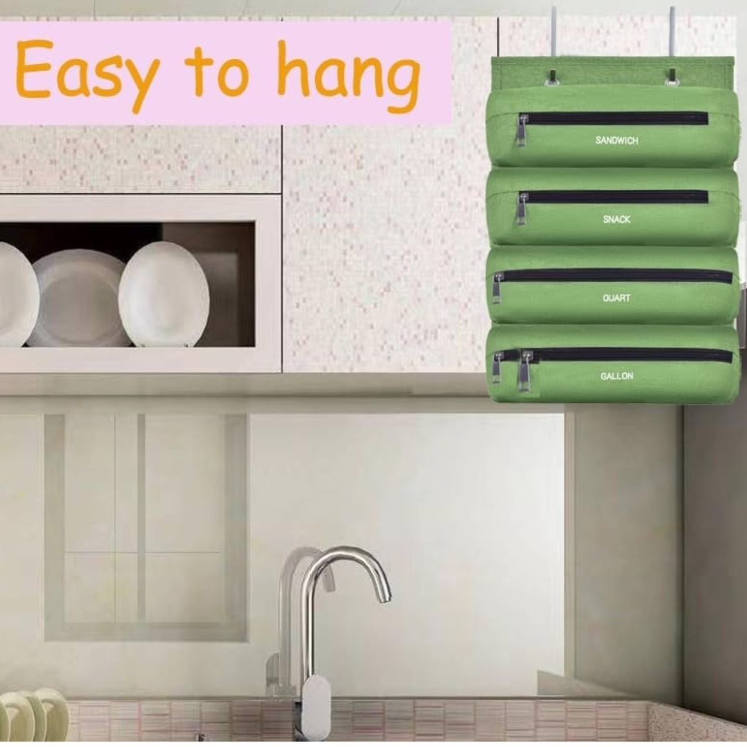 Zipper Bag Organizer for Gallon Quart Sandwich and Snack Storage Bags
