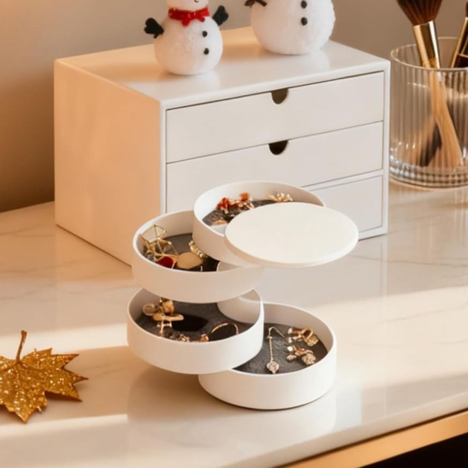 5Layer Rotating Jewelry Organizer Box with Lid