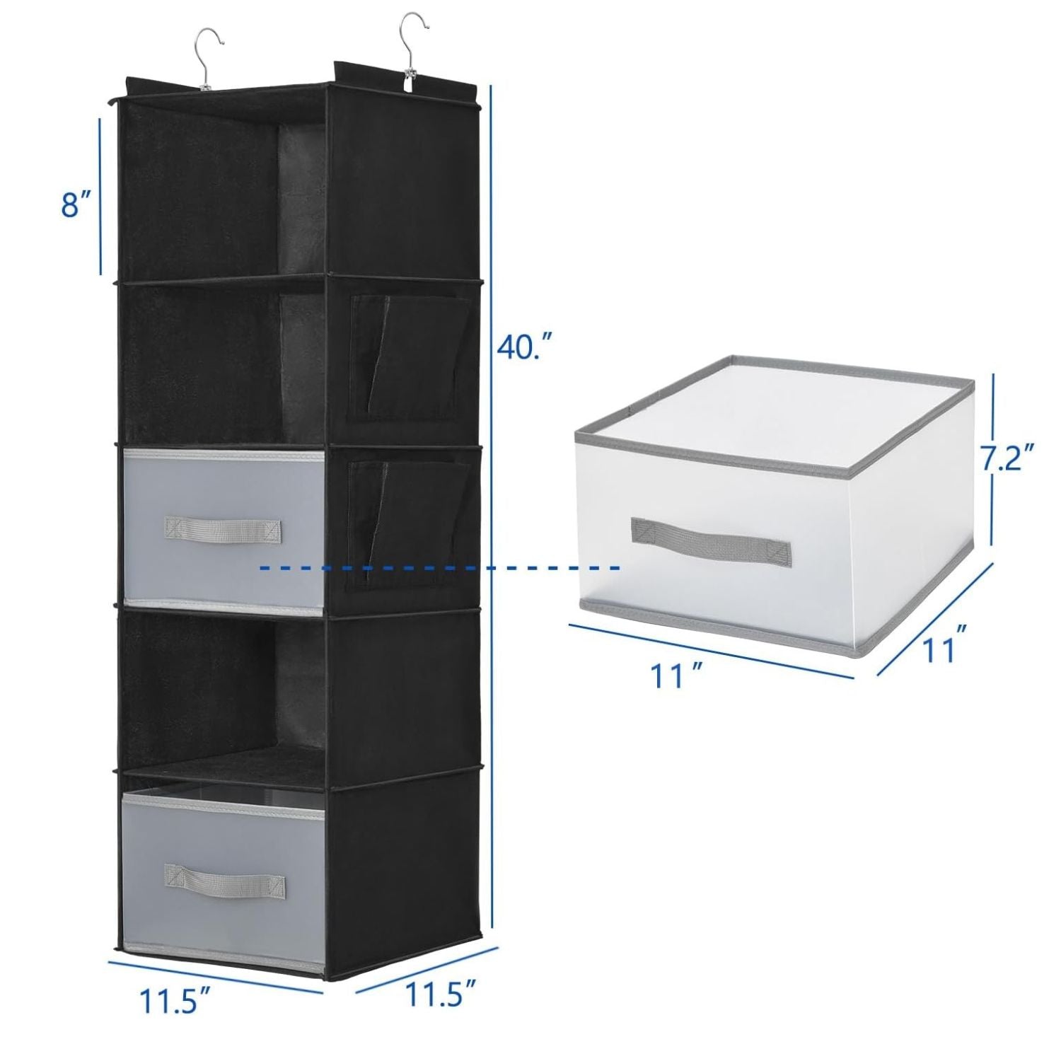 5Layer Hanging Closet Organizer with 2 Drawers