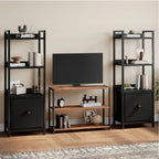 Narrow Bookshelf with Fabric Drawer Bookcase Open Storage Organizer
