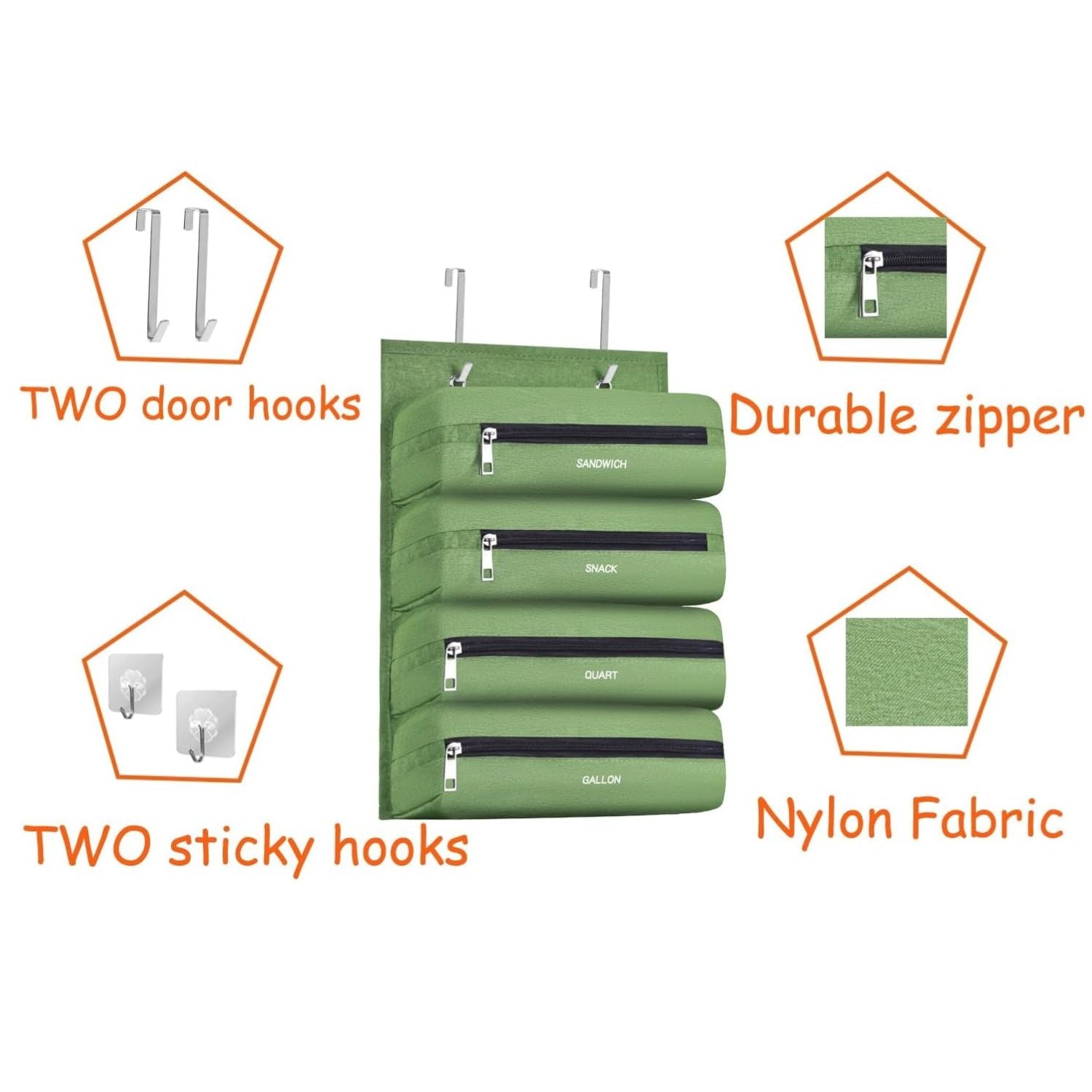 Zipper Bag Organizer for Gallon Quart Sandwich and Snack Storage Bags