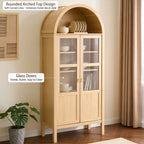 4Tier Arched Display Cabinet with Glass Doors and 4 Drawers