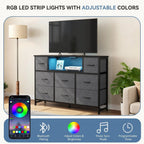 47 Inch TV Stand with 8 Fabric Drawers Power Outlet TV Console for 32-45 Inch TVs