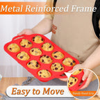 Silicone Muffin Pan with Metal Reinforced Frame Nonstick Cupcake Baking Mold