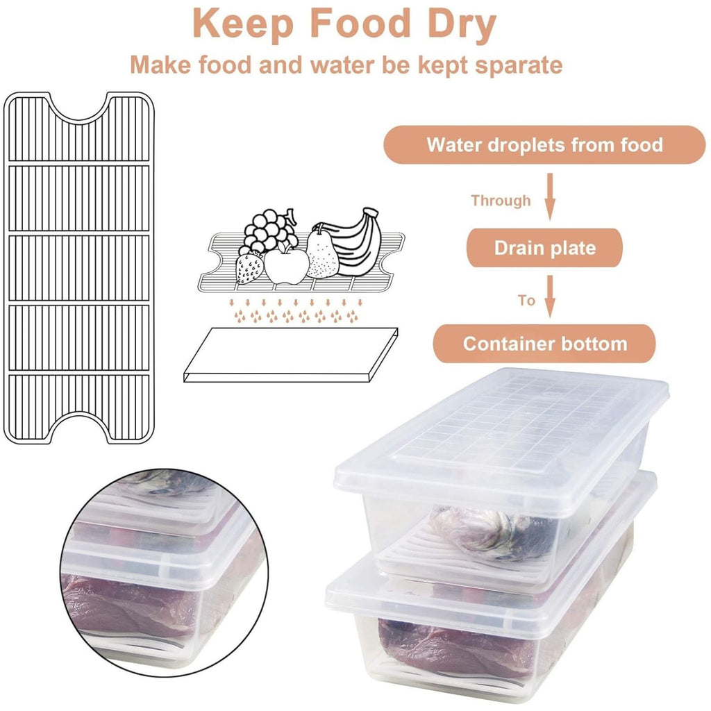 Pack of 4 Food Storage Containers with Removable Drain Tray and Lids