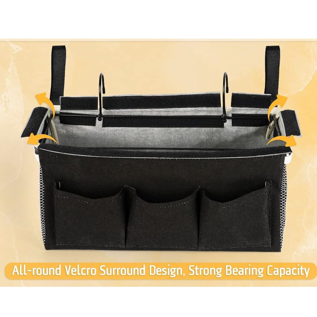Pack of 2 Bedside Caddy Organizer with Water Bottle Holder and Fixed Straps