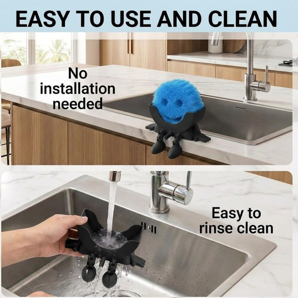 Creative 3D Printed Sponge Holder with Traceless Adhesive for Kitchen Sink