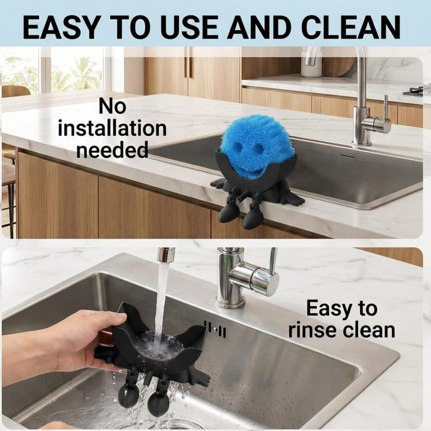 Creative 3D Printed Sponge Holder with Traceless Adhesive for Kitchen Sink