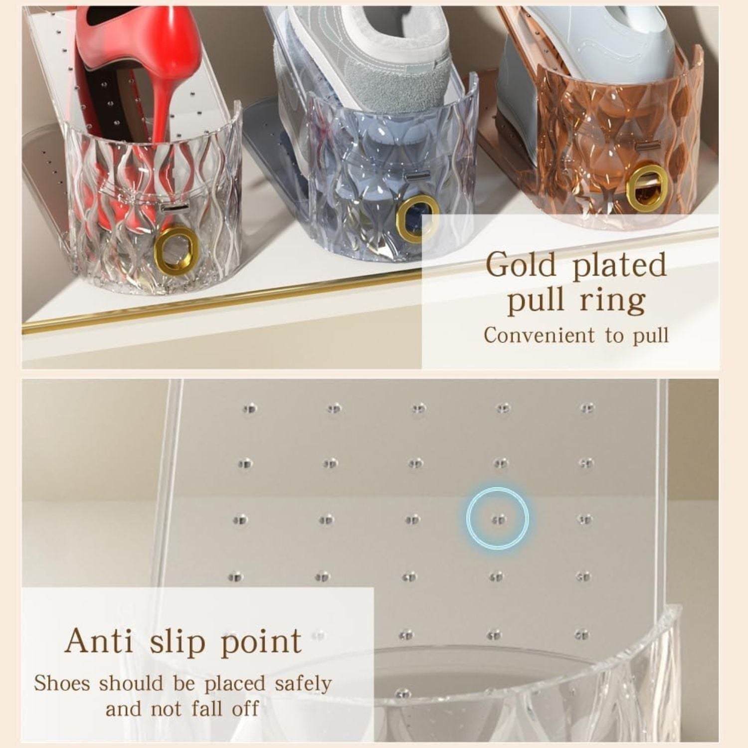 Pack of 15 Adjustable Shoe Slots Organizer Clear Double Layer Shoe Stackers Space