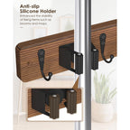 Wall Mounted Broom Holder with 4 Holders and 4 Hooks Wooden Mop Organizer Rack