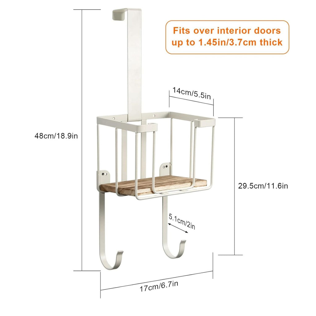 Wall Mount Ironing Board Holder with Storage Basket Over-the-Door Organizer