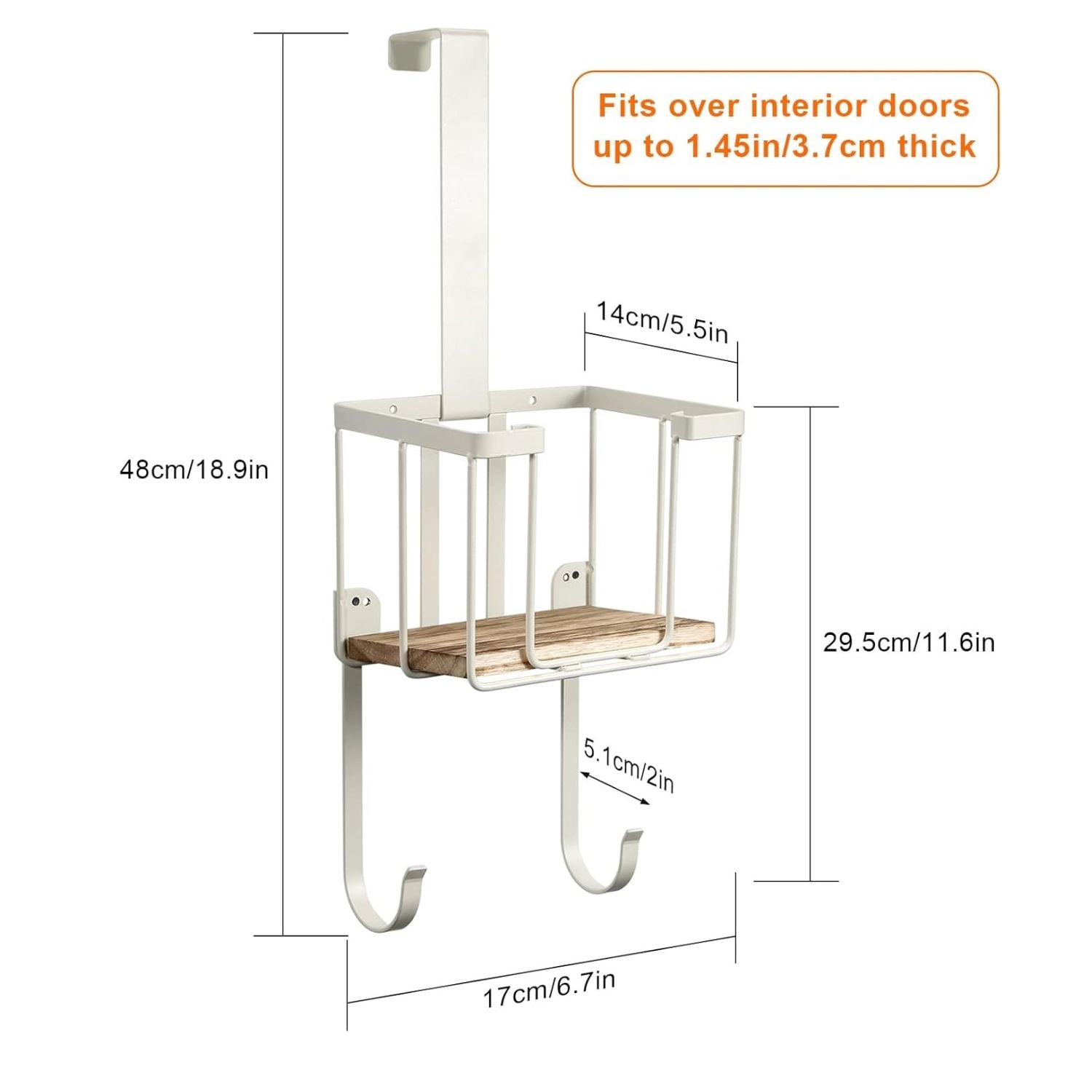 Wall Mount Ironing Board Holder with Storage Basket Over-the-Door Organizer