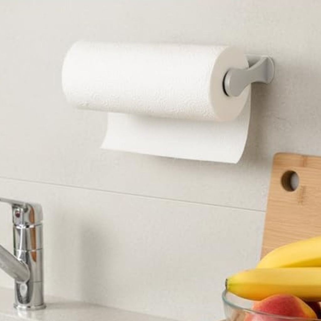 Under Cabinet Paper Towel Holder with One-Hand Tear Ratchet Wall Mount Rack