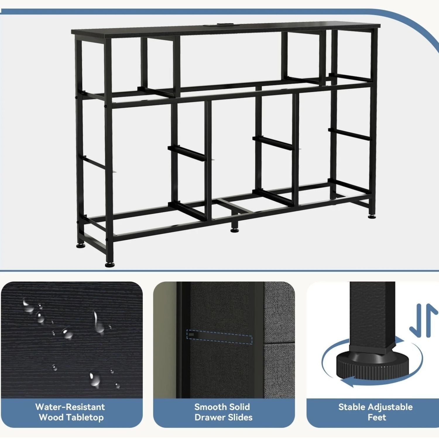 47 Inch TV Stand with 8 Fabric Drawers Power Outlet TV Console for 32-45 Inch TVs