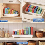 Expandable Food Container Lid Organizer with 8 Adjustable Dividers