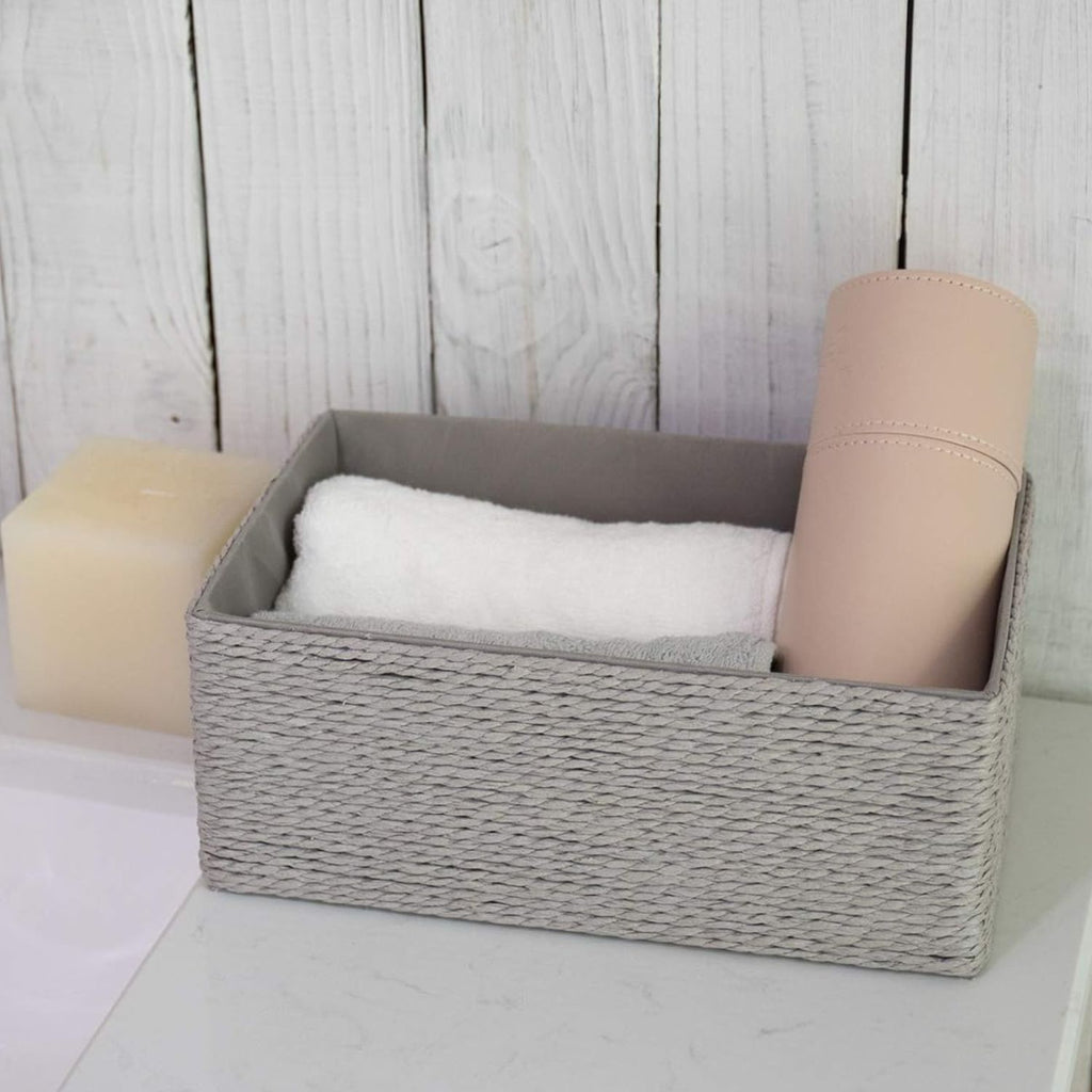 Pack of 4 Stackable Woven Storage Baskets Paper Rope Organizer Bins