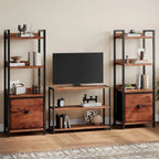 Narrow Bookshelf with Fabric Drawer Bookcase Open Storage Organizer