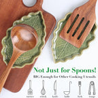 Ceramic Leaf Spoon Rest for Stove Top Kitchen Utensil and Spatula Holder