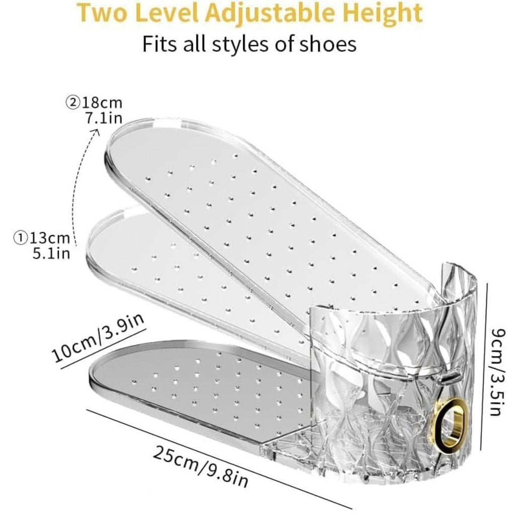 Pack of 15 Adjustable Shoe Slots Organizer Clear Double Layer Shoe Stackers Space