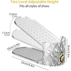 Pack of 15 Adjustable Shoe Slots Organizer Clear Double Layer Shoe Stackers Space