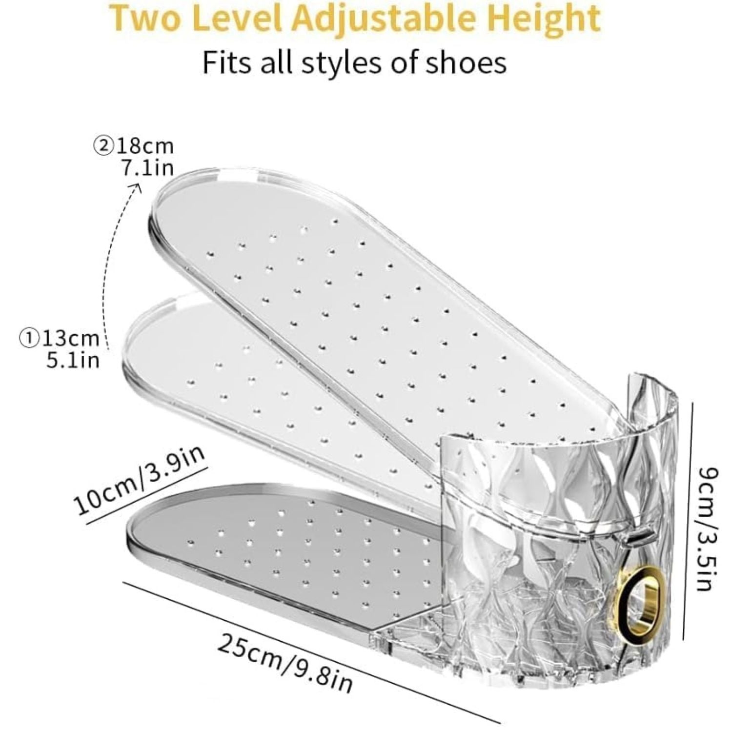 Pack of 15 Adjustable Shoe Slots Organizer Clear Double Layer Shoe Stackers Space