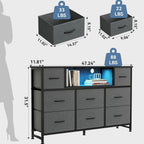 47 Inch TV Stand with 8 Fabric Drawers Power Outlet TV Console for 32-45 Inch TVs