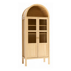 4Tier Arched Display Cabinet with Glass Doors and 4 Drawers