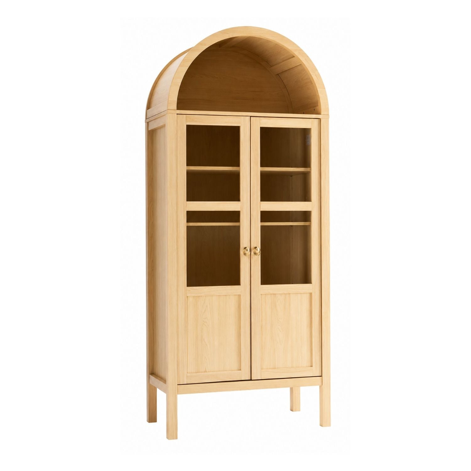 4Tier Arched Display Cabinet with Glass Doors and 4 Drawers