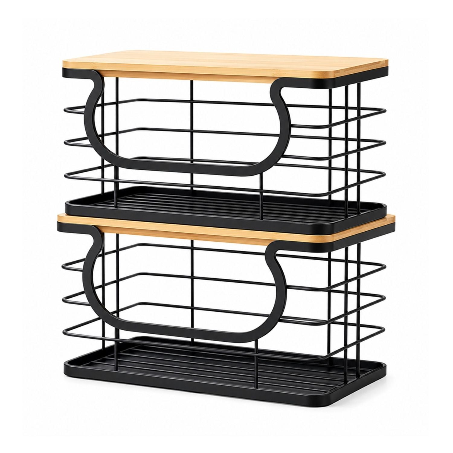 Pack of 2 Stackable Trash Bag Holder with Natural Fiber Top