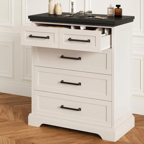 5Drawer Wooden Storage Cabinet Modern Farmhouse Living Room Organizer