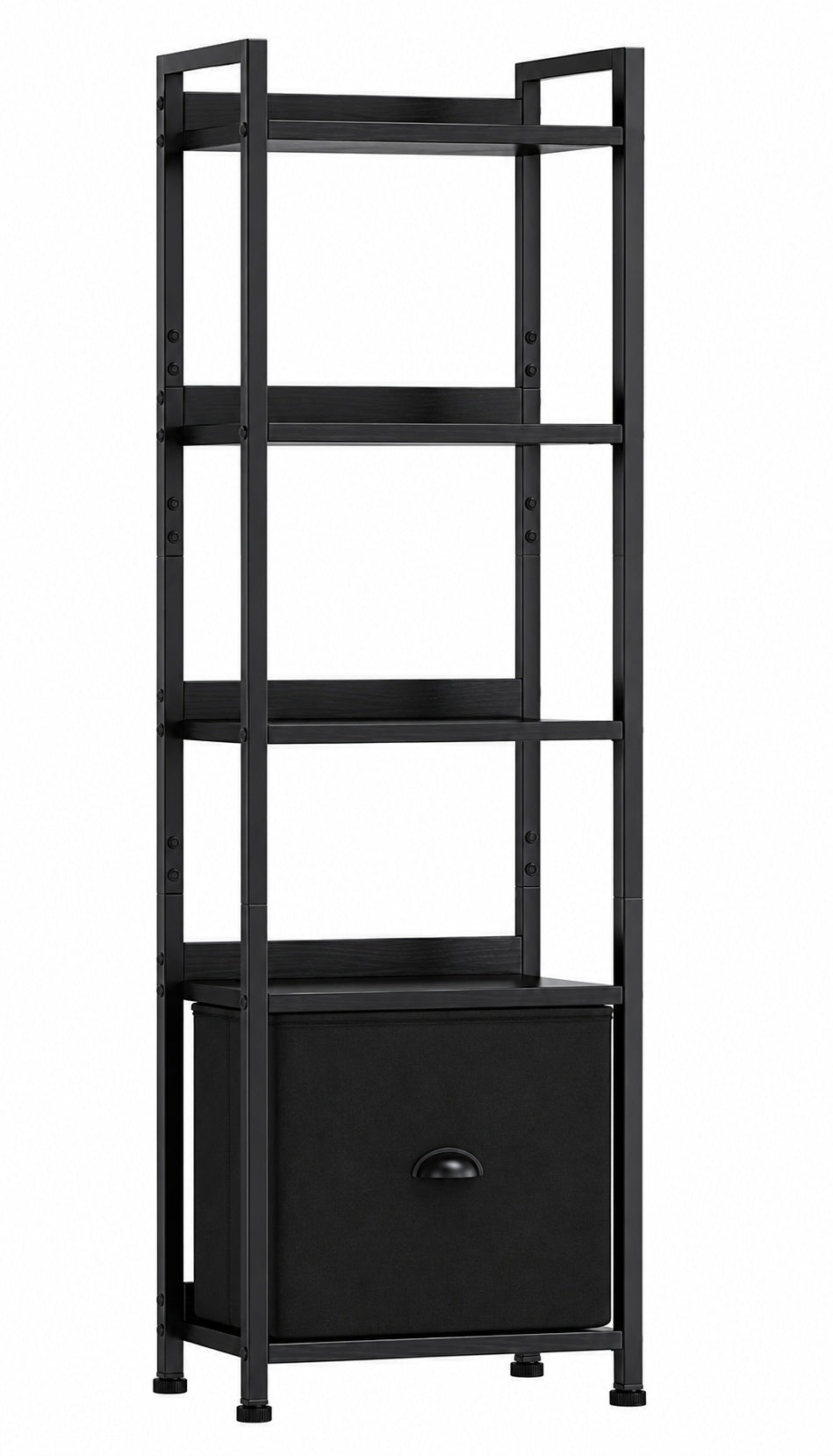 Narrow Bookshelf with Fabric Drawer Bookcase Open Storage Organizer