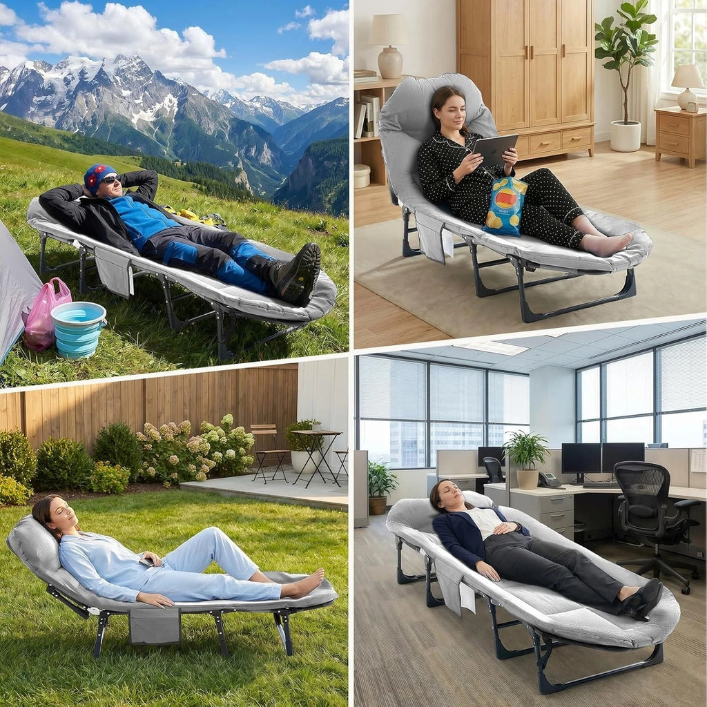 Foldable Camping Cot for Adults with Cushion Pillow