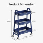 3Tier Small Rolling Metal Storage Organizer Mobile Utility Cart