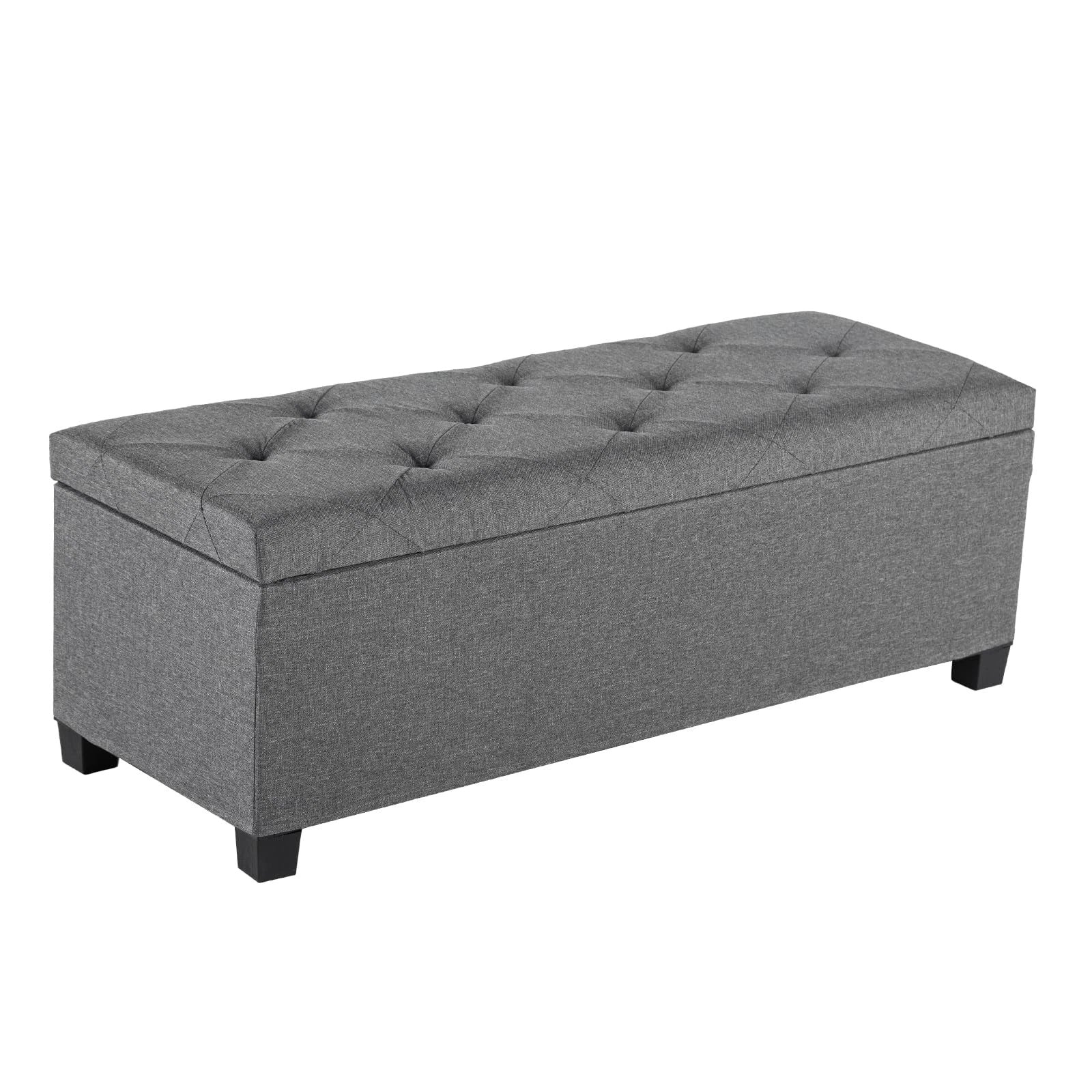 Large Storage Ottoman Bench Fabric Upholstered End 43 Inch