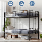 Heavy Duty Twin Over Twin Metal Bunk Bed Frame with Ladder