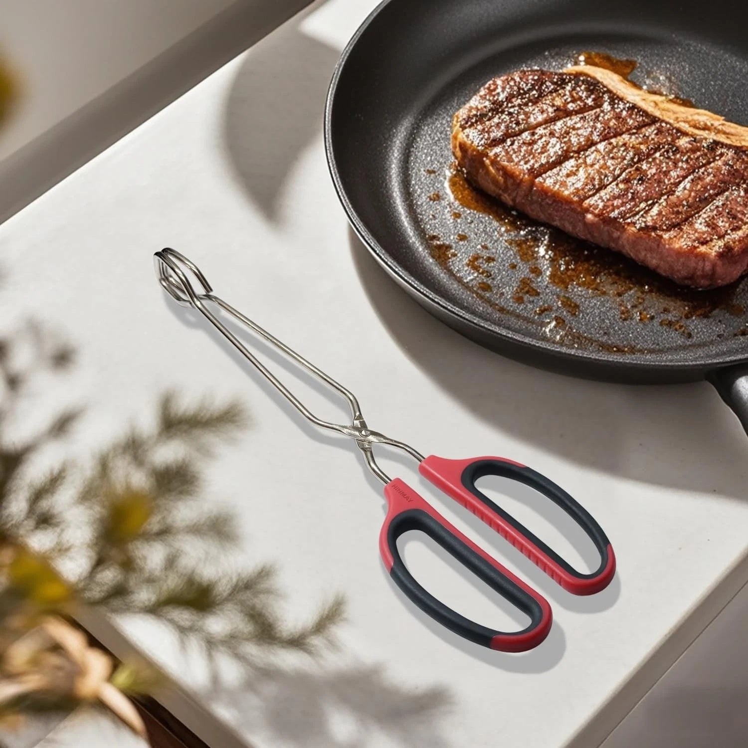 Stainless Steel Scissor Tongs with Comfort Grip Handle for Cooking