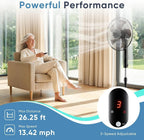 Oscillating Pedestal Fan with Remote Control 3-Speed Adjustable Height Stand Floor Fan