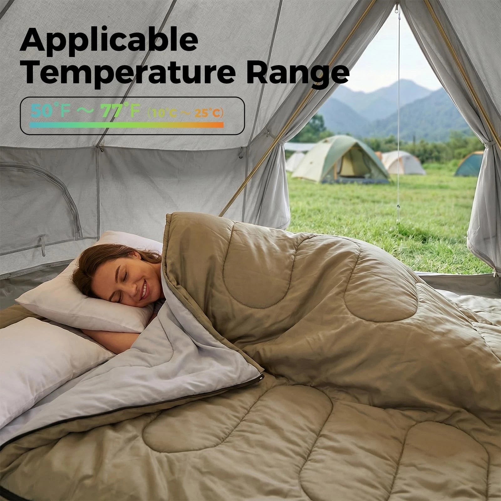 Waterproof Double Sleeping Bag for Adults with 2 Pillows
