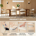 Pack of 2 Linen Fabric Upholstered Dining Chairs with Curved Backrest Kitchen Side Chairs