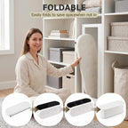 Foldable Storage Ottoman Bench Teddy Fabric Upholstered End of Bed Footstool with Hidden Storage
