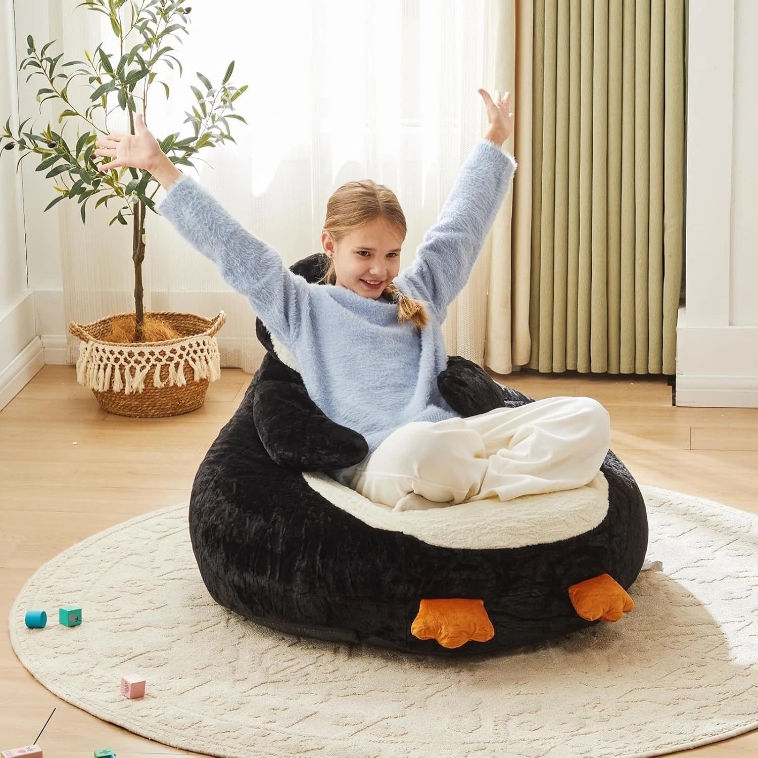 Penguin Kids Bean Bag Chair 33 Inch Animal Plush Sofa Seat