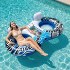 Inflatable River Float with Removable Cooler 2 Cup Holders and Comfortable Backrests