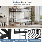 Heavy Duty Twin Over Twin Metal Bunk Bed Frame with Ladder