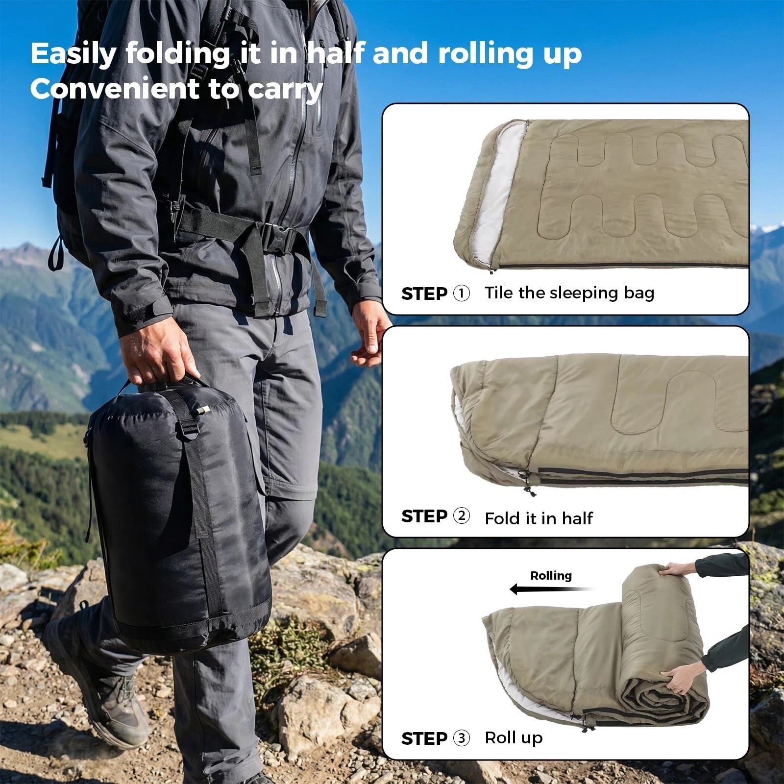 Waterproof Double Sleeping Bag for Adults with 2 Pillows