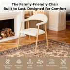 Pack of 2 Linen Fabric Upholstered Dining Chairs with Curved Backrest Kitchen Side Chairs