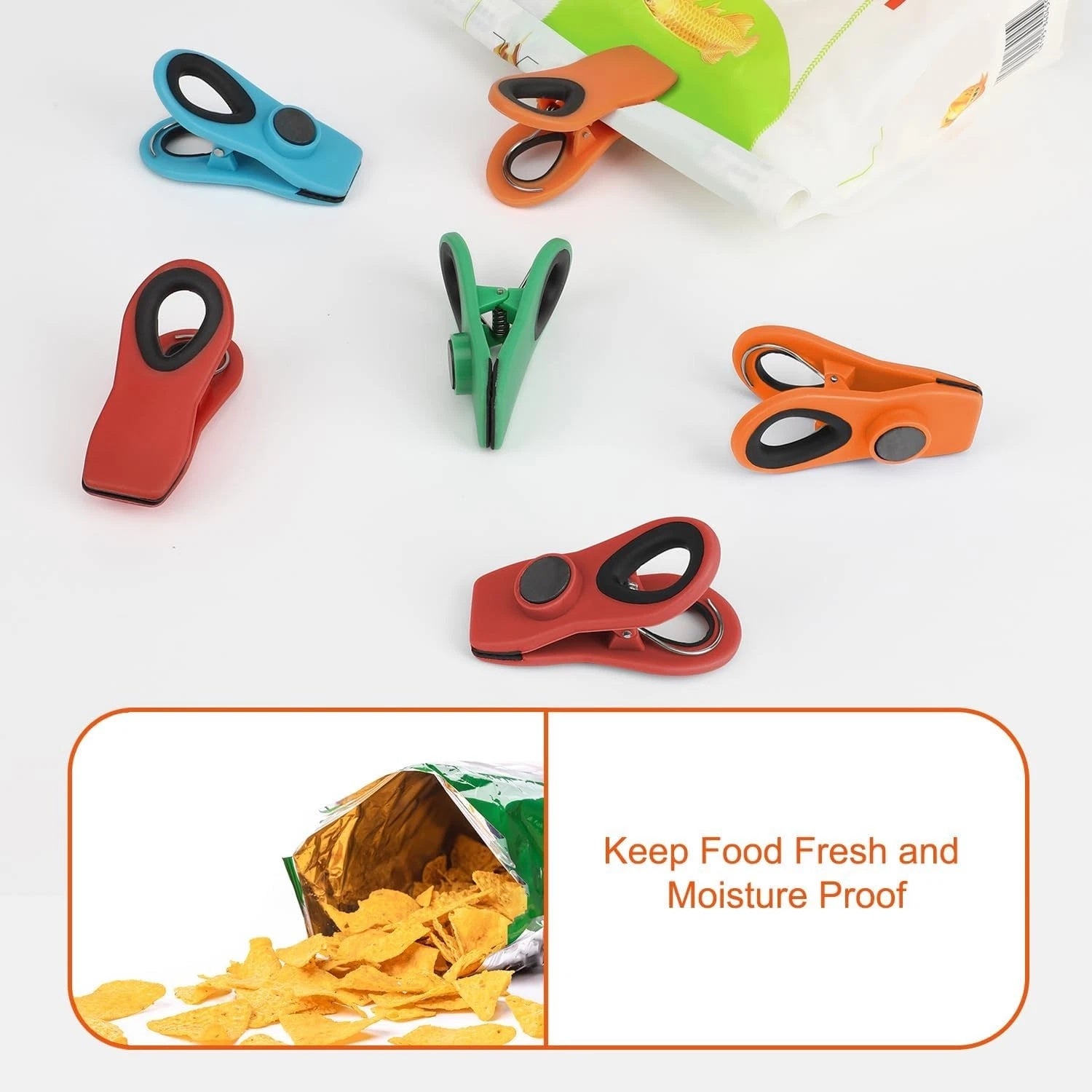 Magnetic Chip Clips with Airtight Seal Food Storage Bag Clips