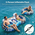 Inflatable River Float with Removable Cooler 2 Cup Holders and Comfortable Backrests