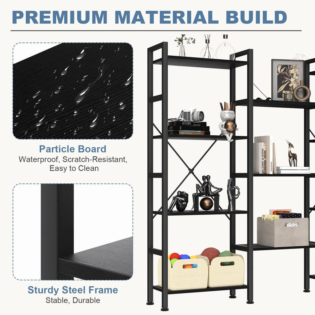 Triple 4Tier Modern Bookshelf with 11 Open Shelves Convertible Storage Display Organizer