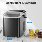 Self-Cleaning Countertop Ice Maker Machine with Handle Makes 9 Ice Cubes in 6 Minutes